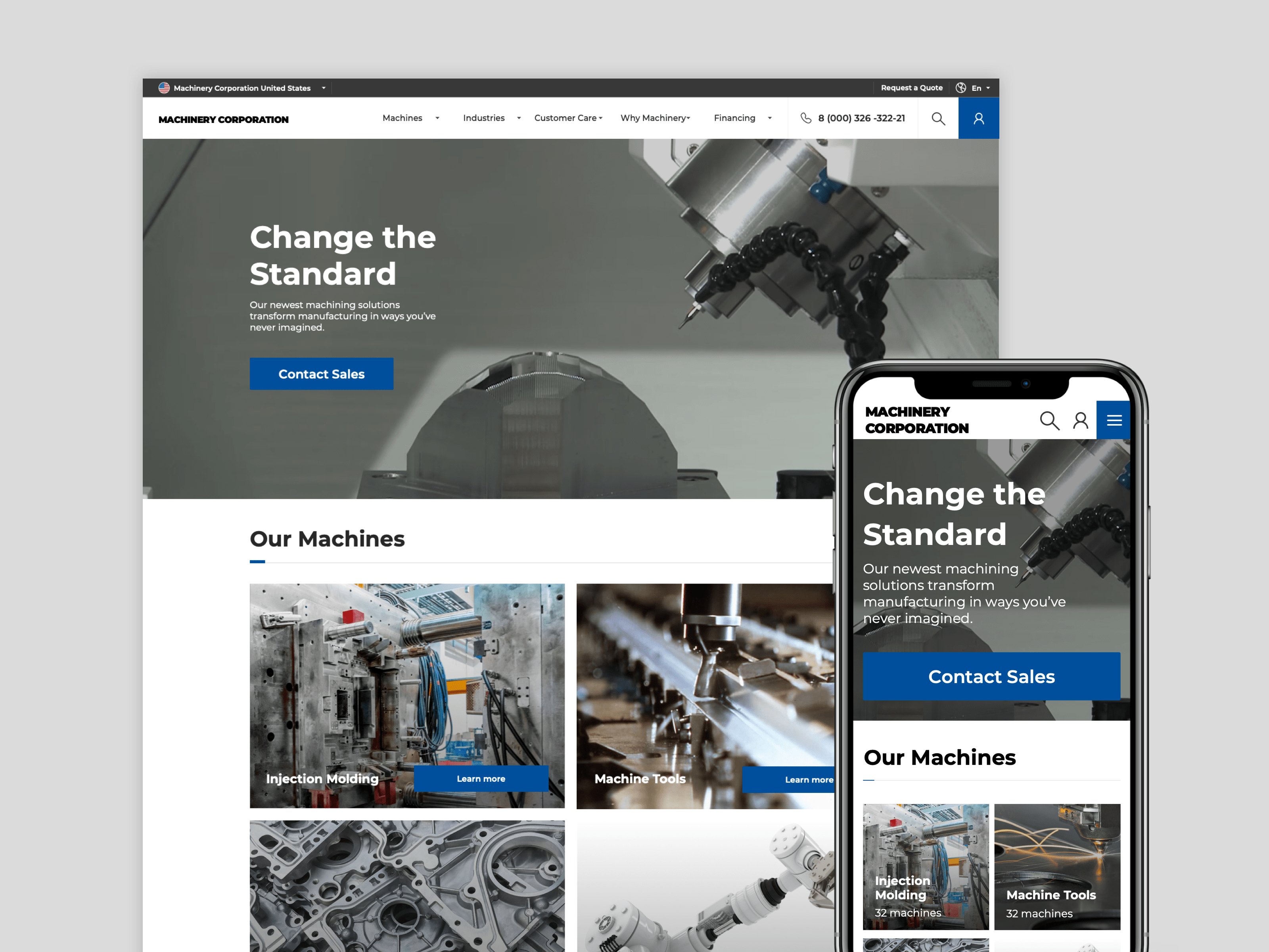 Website for industrial machinery manufacturer

